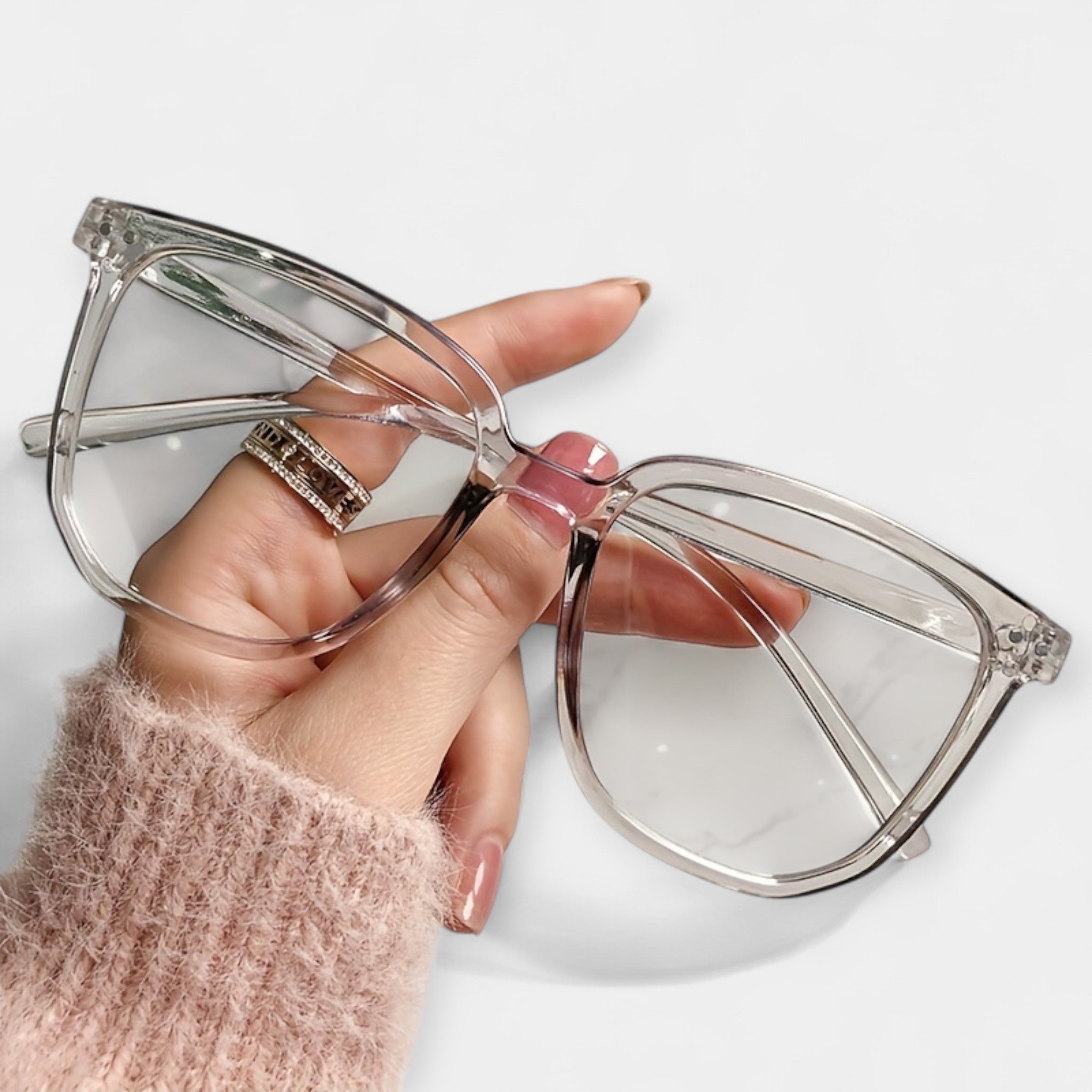 Blue square anti-UV glasses