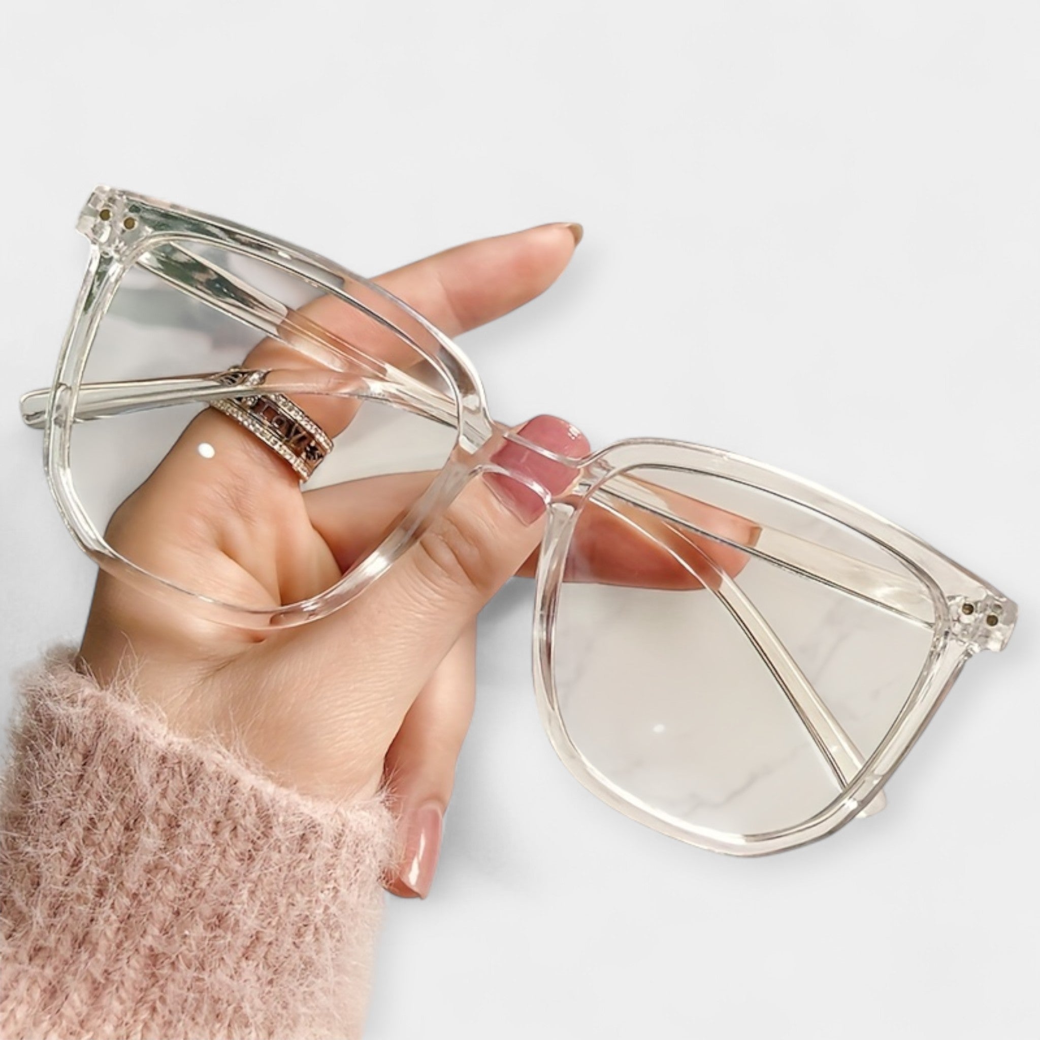 Blue square anti-UV glasses
