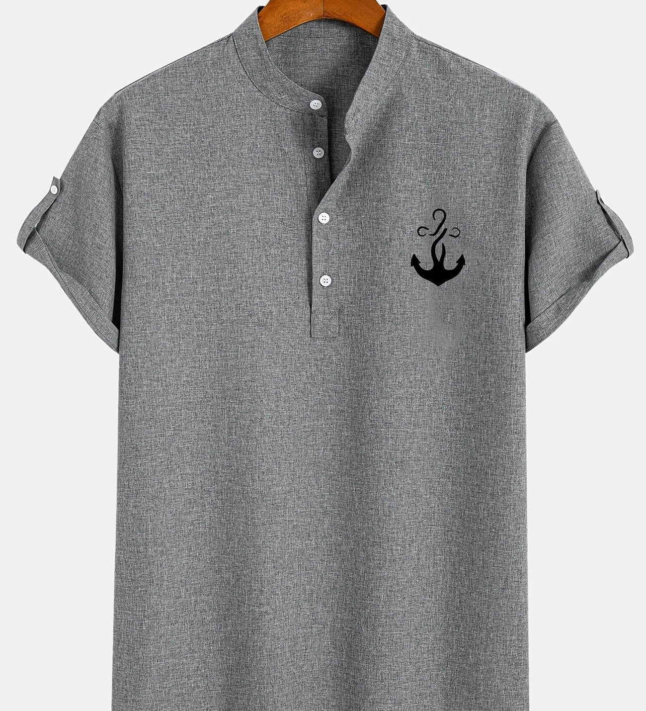 Kristóf™ | Elegant short-sleeved shirt with stand-up collar