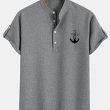 Kristóf™ | Elegant short-sleeved shirt with stand-up collar