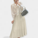 Long pleated silk skirt