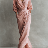 Pink V-neck Maxi Dress