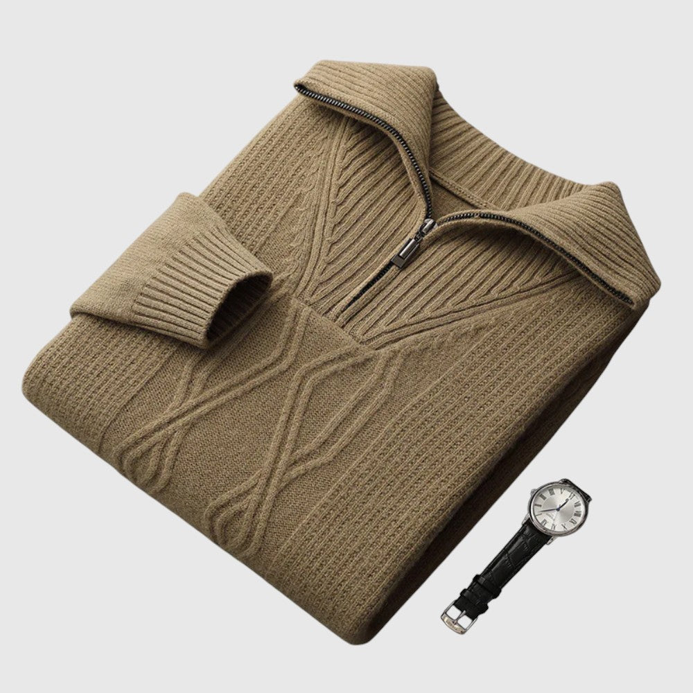 Farkas - Taranto merino wool sweater with zipper
