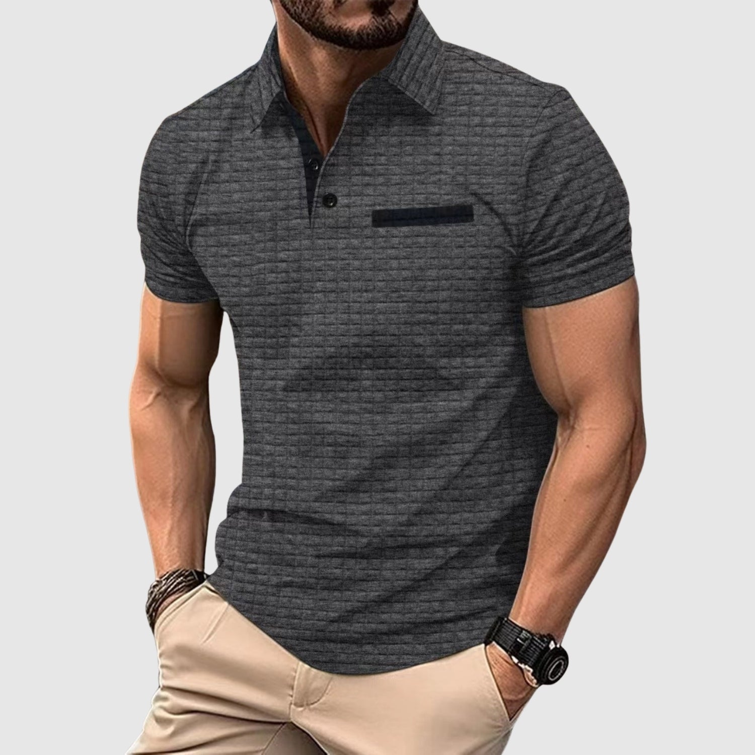 Hyacinth – Polo shirt with textured knit