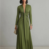 Olive Scavenge Maxi Dress V-neck