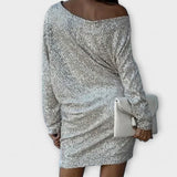 Shiny, sequined dresses with contrast