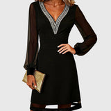 Slim-Fit Dress with V-Neck and Inserts