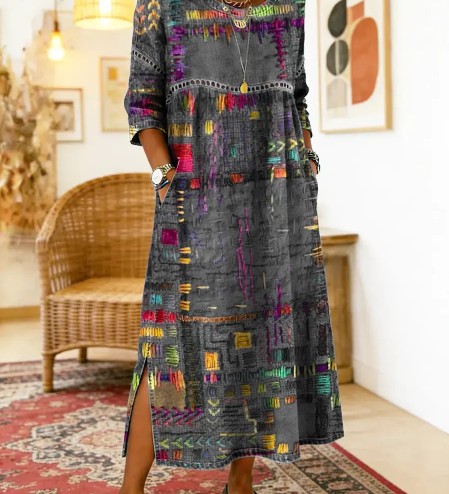 Manuela | Ethnic Patchwork Denim Dress