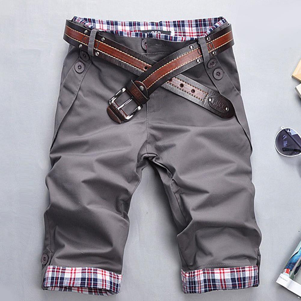 Heidi – High-quality shorts with a belt and checkered pattern