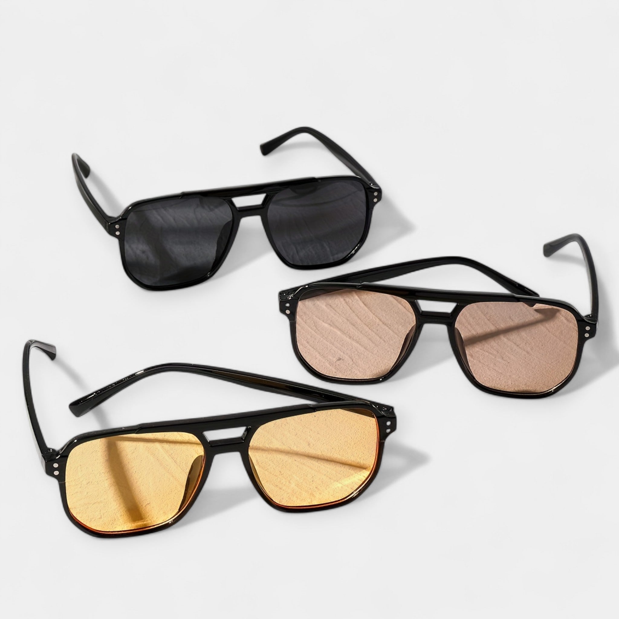 Square Glasses with Rivets