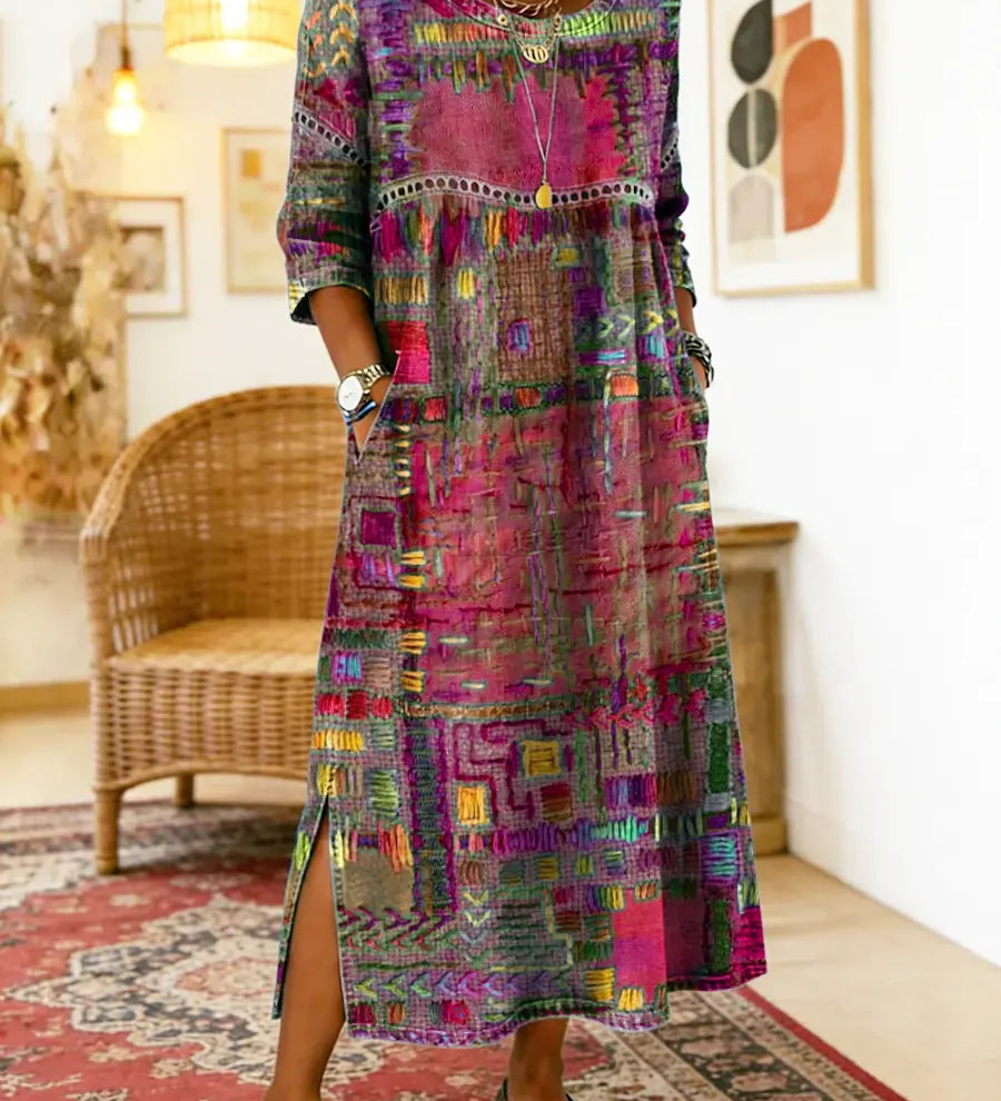 Manuela | Ethnic Patchwork Denim Dress