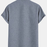 Kristóf™ | Elegant short-sleeved shirt with stand-up collar