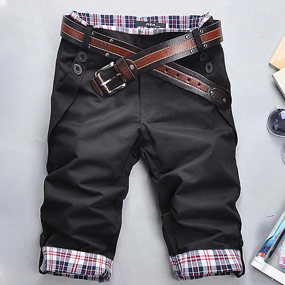 Heidi – High-quality shorts with a belt and checkered pattern