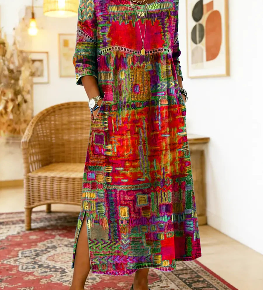 Manuela | Ethnic Patchwork Denim Dress