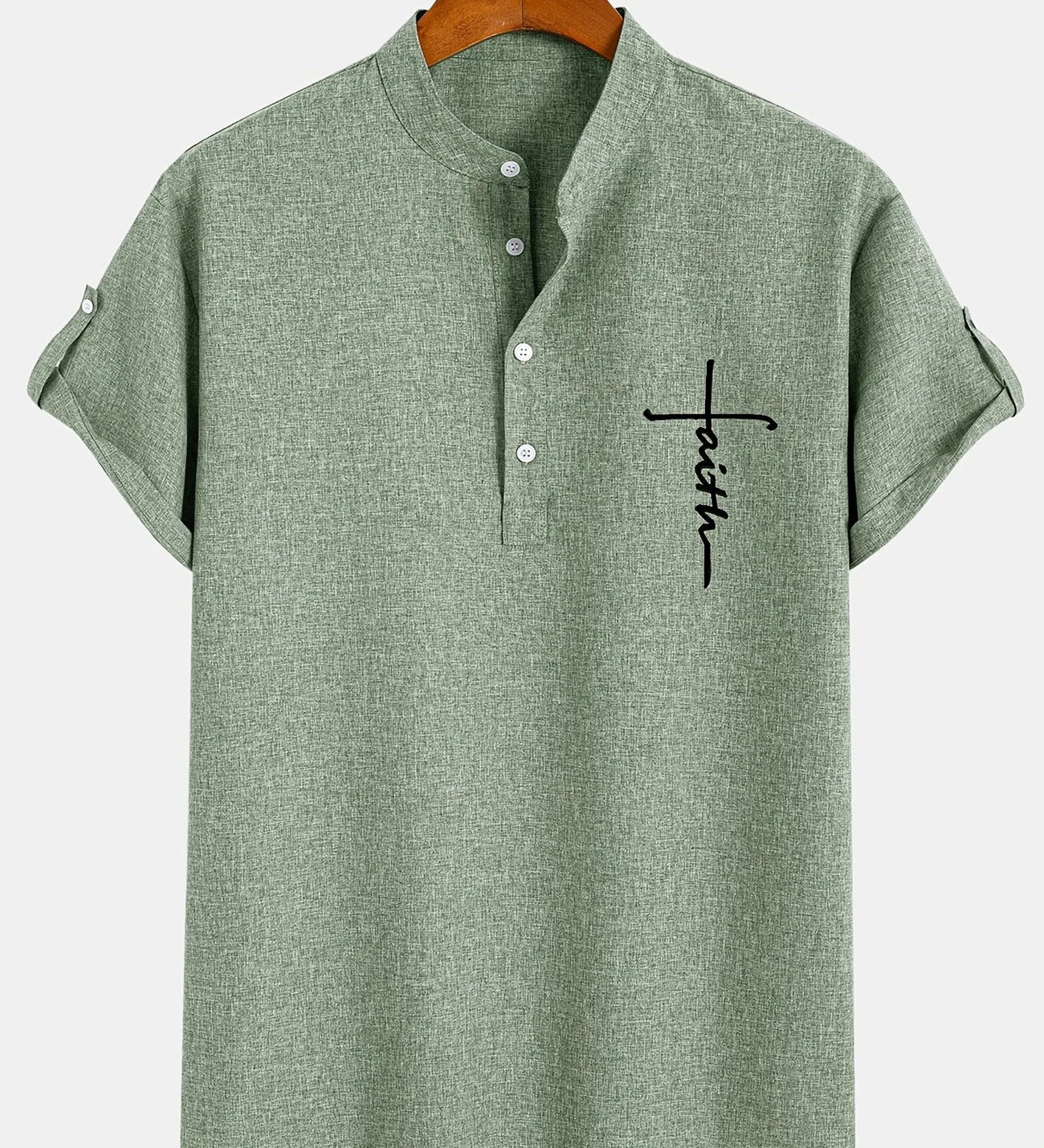 Kristóf™ | Elegant short-sleeved shirt with stand-up collar