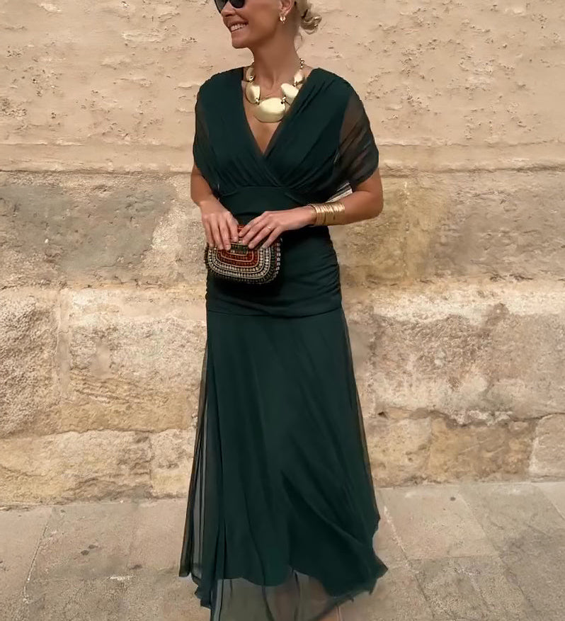 Louise | Elegant V-neck Maxi Holiday Dress