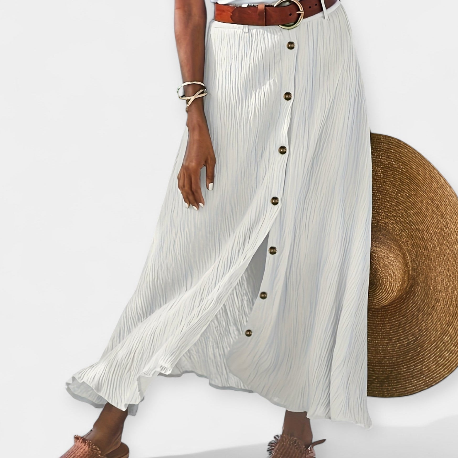 Semi-sheer midi skirt with slit