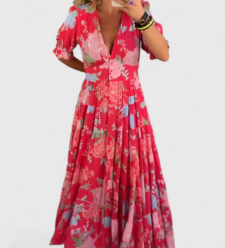 Minelda – Floral V-Neck Dress