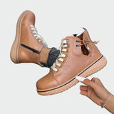 Orthopedic leather ankle boots