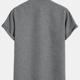 Kristóf™ | Elegant short-sleeved shirt with stand-up collar