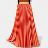 Long pleated silk skirt