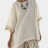 Boho Chic Daisy Set: Long blouse and printed trousers for a unique style