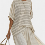 Daisy Bamboo Linen Set with Elegant Striped T-Shirt and Loose Trousers for a Modern and Comfortable Style