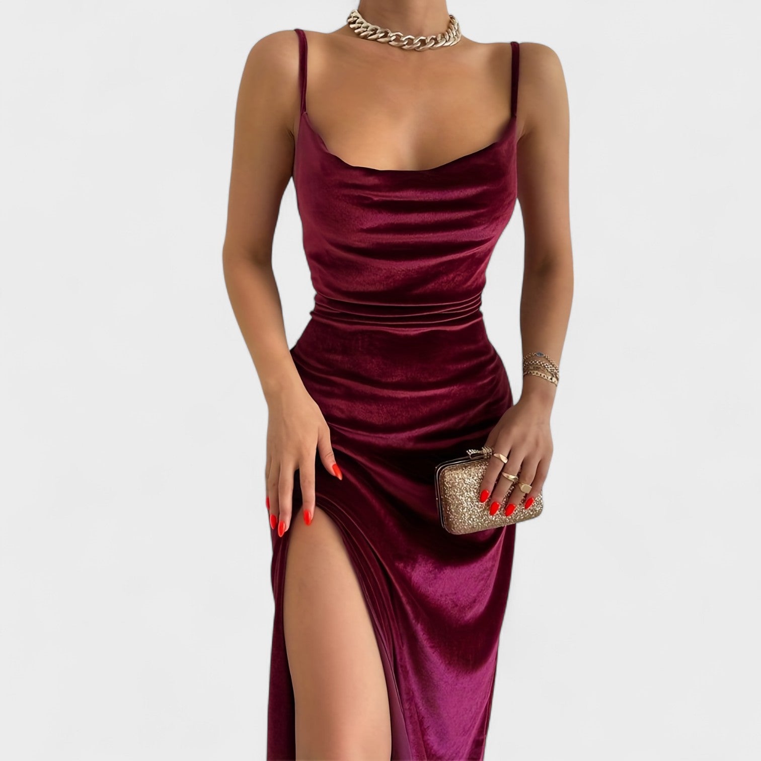 Gabriela - Velvet dress with side slit