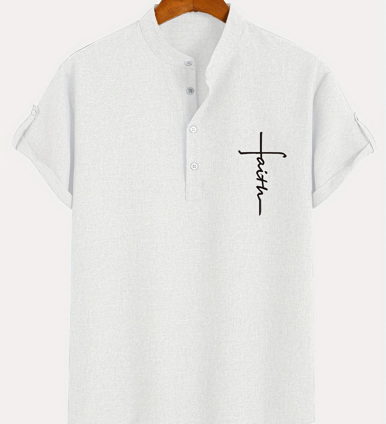 Kristóf™ | Elegant short-sleeved shirt with stand-up collar