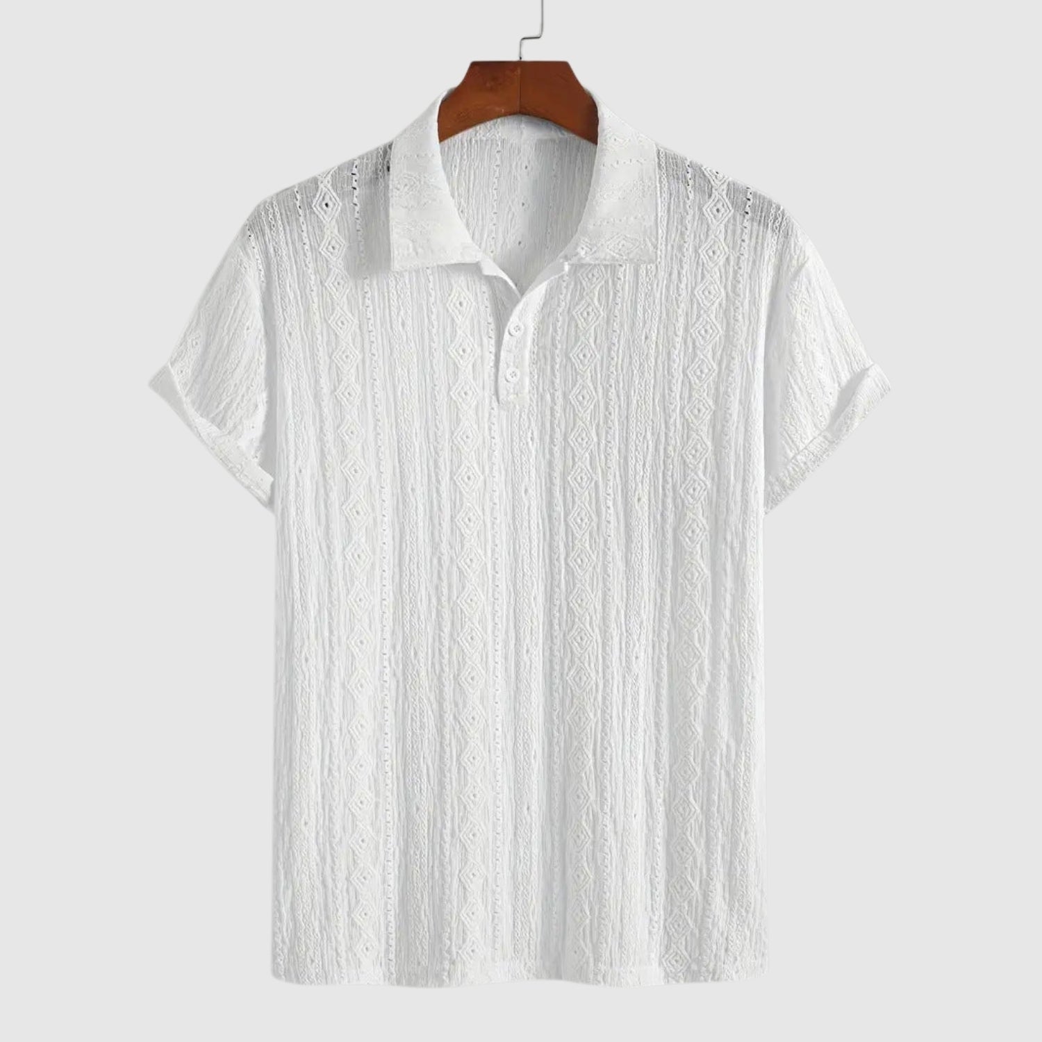 Tivadar – Fine knit polo shirt with textured design