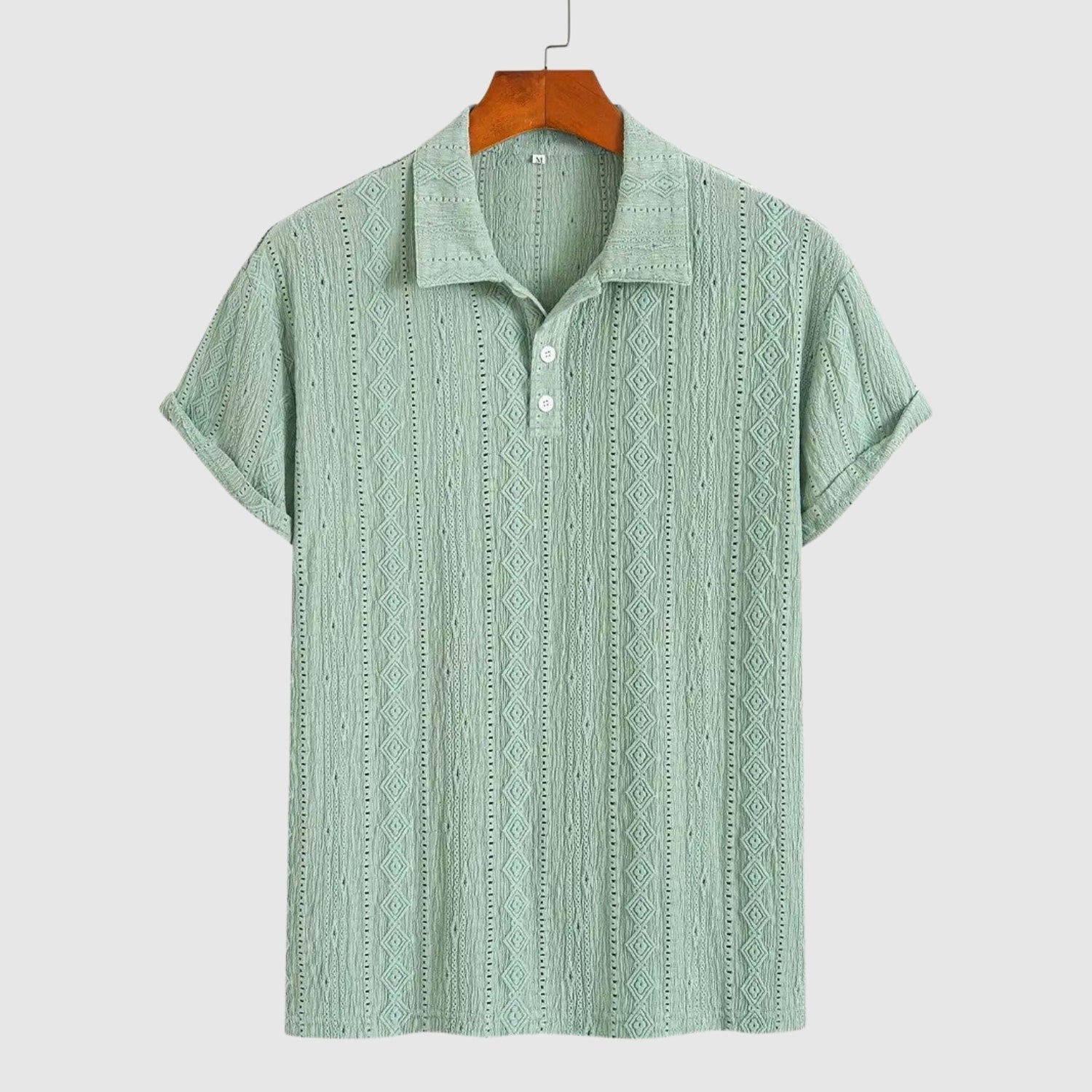 Tivadar – Fine knit polo shirt with textured design