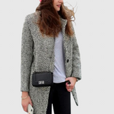 Elara - Midi coat with houndstooth pattern