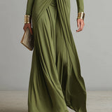 Olive Scavenge Maxi Dress V-neck