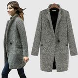 Elara - Midi coat with houndstooth pattern