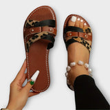Leopard print sandals with crossed straps