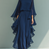 Rose Navy Chiffon Set