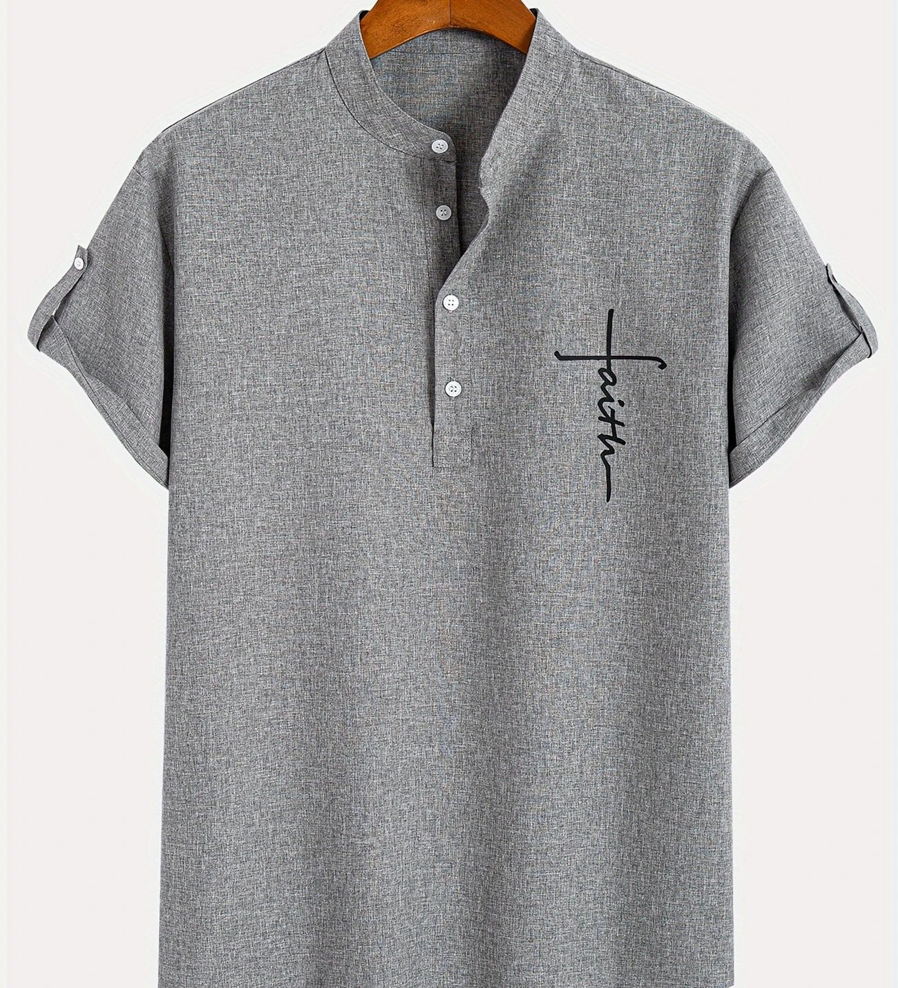 Kristóf™ | Elegant short-sleeved shirt with stand-up collar