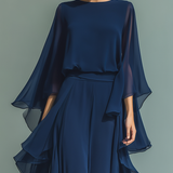 Rose Navy Chiffon Set