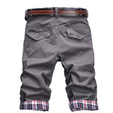 Heidi – High-quality shorts with a belt and checkered pattern