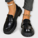 Women's loafers with orthopedic design and silk heels