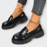 Women's loafers with orthopedic design and silk heels