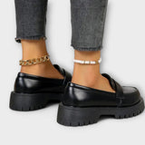 Women's loafers with orthopedic design and silk heels