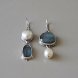 Retro Blue Stone Bead Earrings