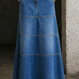 Mary | Mid Length Denim Skirt
