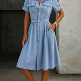 Deborah | Short-Sleeve Denim Dress