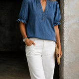 Ashley | Vintage V-neck Denim Basic