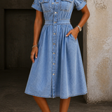 Deborah | Short-Sleeve Denim Dress