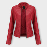Elegant leather jacket with a modern silhouette and timeless aesthetic