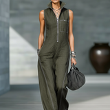Sleeveless Knit Trousers with White Trim