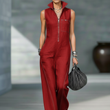 Sleeveless Knit Trousers with White Trim